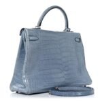 Matte Porosus Crocodile Kelly 35 Bleu Brighton - Image 3