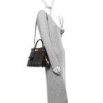 Shiny Niloticus Crocodile Kelly Sellier 28 Gris Elephant - Image 3
