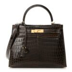 Shiny Niloticus Crocodile Kelly Sellier 28 Gris Elephant - Image 6