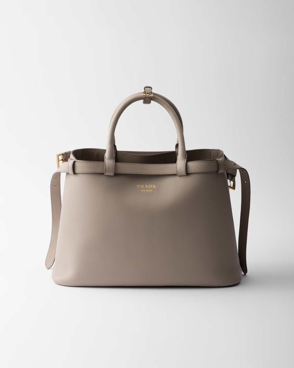 bc83ea7e7ea0c318f57e0378ebb767f3.jpg Prada Buckle Medium Leather Double-Belted Handbag - Image 1