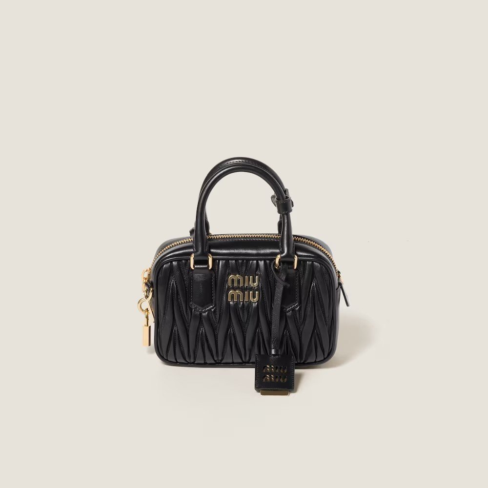 d23c9063e68ae83d8648237a2dff2f20.jpg Arcadie Matelassé Soft Lamb Leather Handbag Black - Image 1