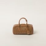 Arcadie Matelassé Large Soft Lamb Leather Handbag caramel color