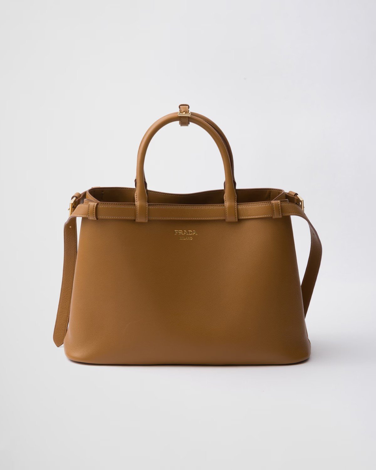 e1bfe93ff0cc8d8f6c02619745341403.jpg Prada Buckle Medium Leather Double-Belted Handbag - Image 1