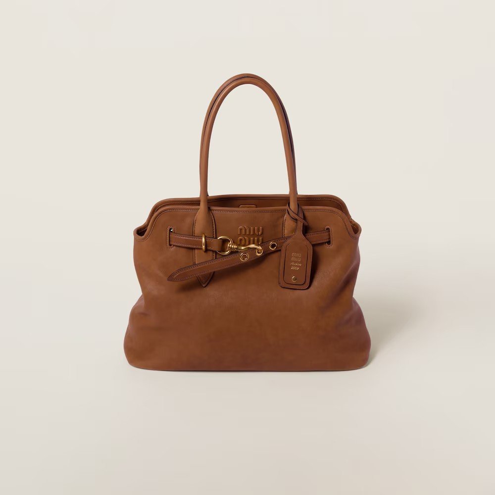 ebc7060d6c5cb3da06542a6645f6f68f.jpg Aventure Nappa Leather Handbag Oak color - Image 1