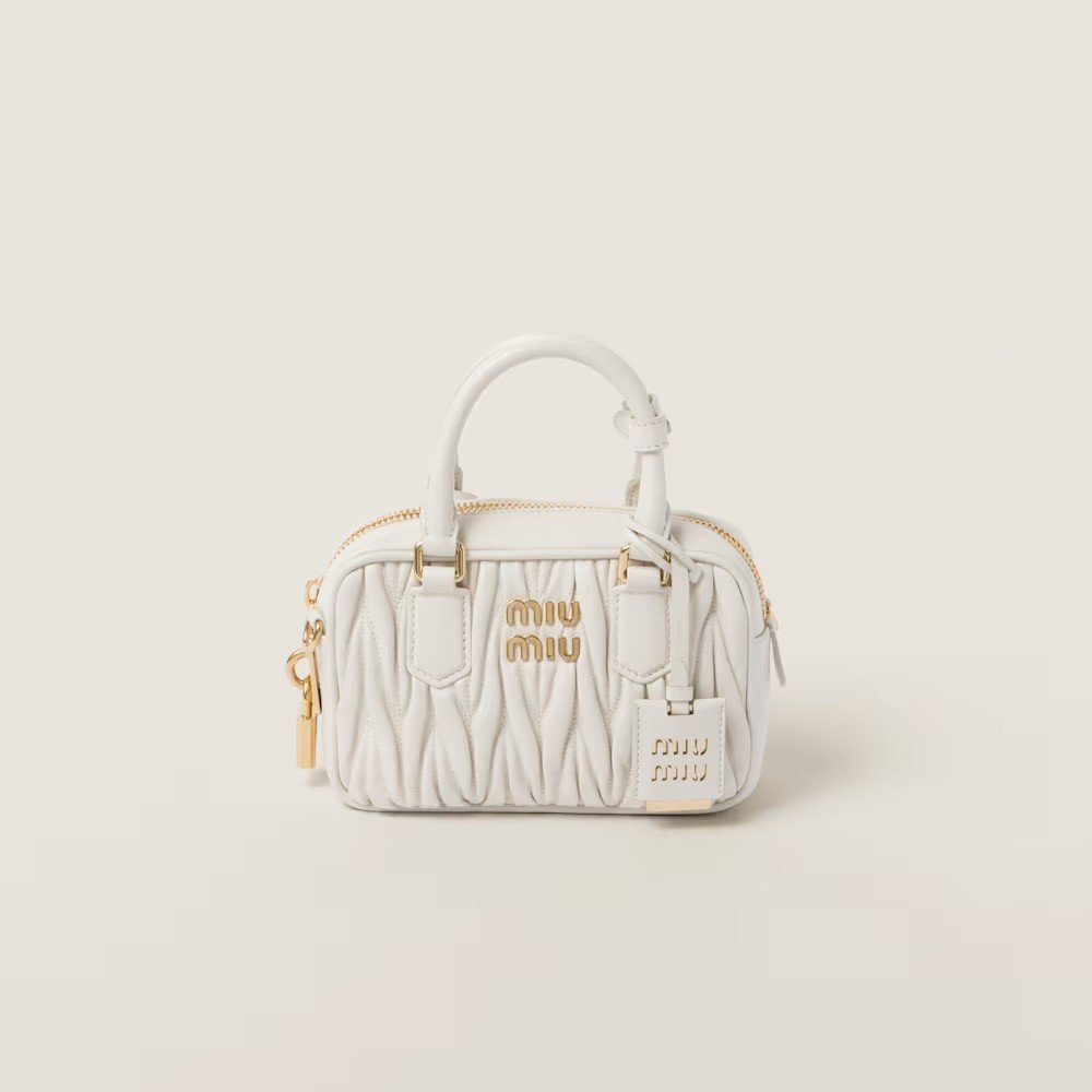 ed778907ddc027038c880eb6f641c9c7.jpg Arcadie Matelassé Soft Lamb Leather Handbag White - Image 1
