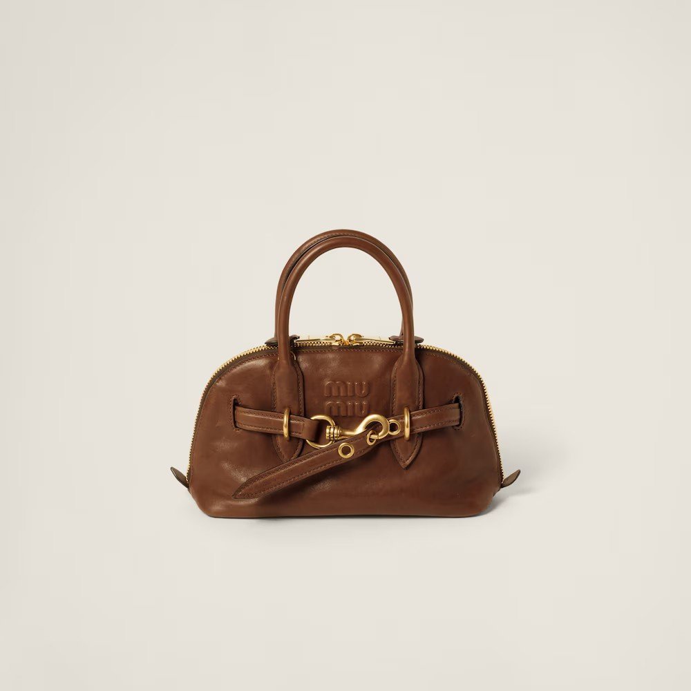 fa47bc457bf434757a3630c29cf26606.jpg Aventure Nappa Leather Handbag Oak color - Image 1