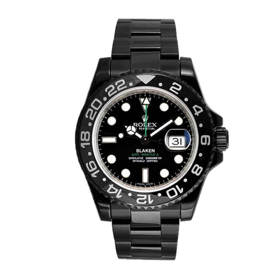 rolex-blaken-gmt-master-ii-singel-black-dial-116710-dlc-pvd-replica.jpg Rolex Blaken GMT-Master II 116710 DLC-PVD Replica - Image 1