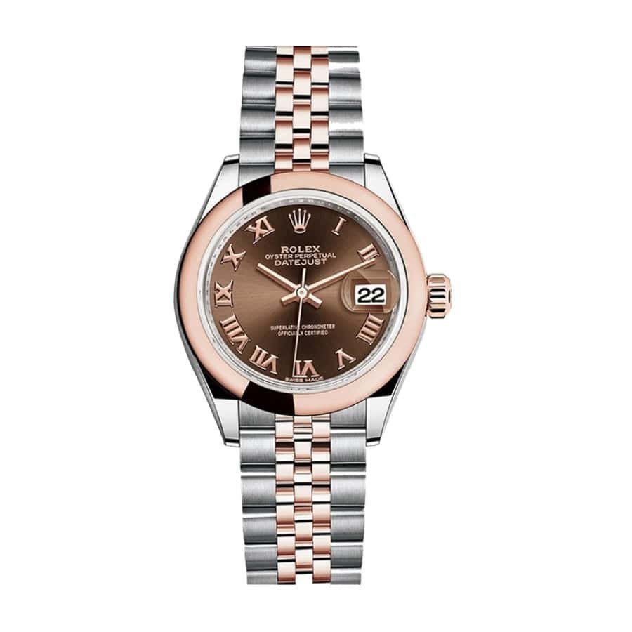 rolex-datejust-28mm-279161-steel-everose-gold-automatic-chocolate-dial.jpg 28mm Women’s Watch Replica - Image 1