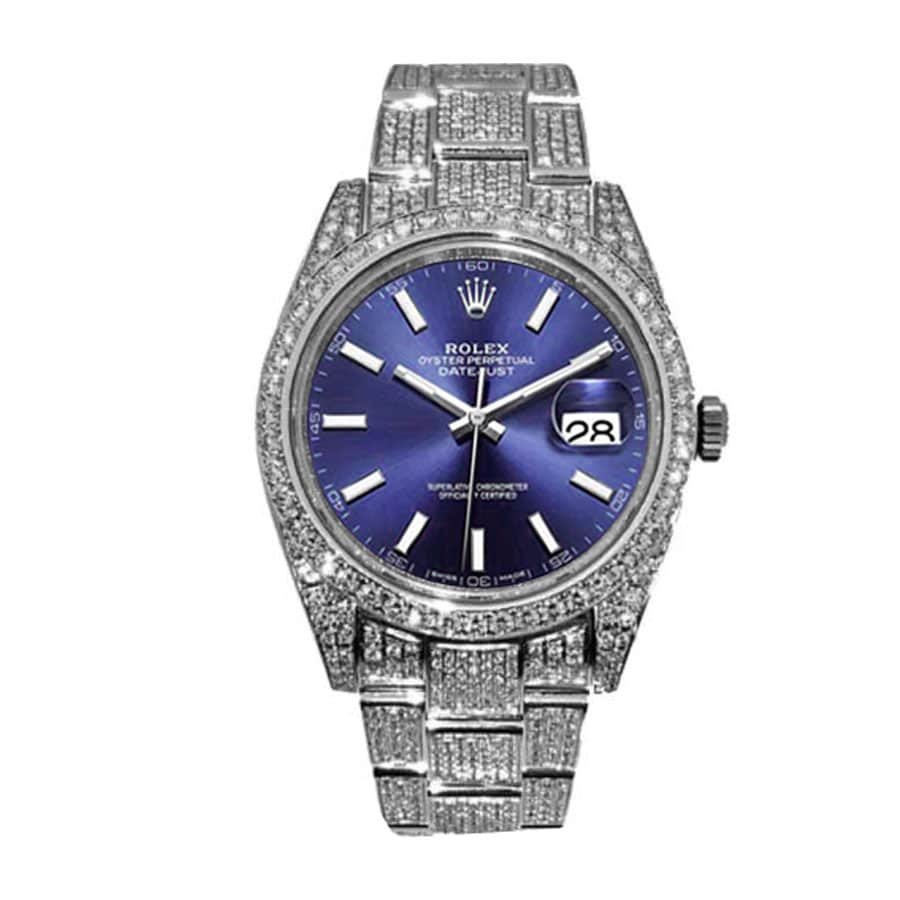 rolex-datejust-white-gold-blue-dial-iced-out-126300-replica.jpg Rolex Datejust White Gold Blue Dial Iced Out 126300 Replica - Image 1