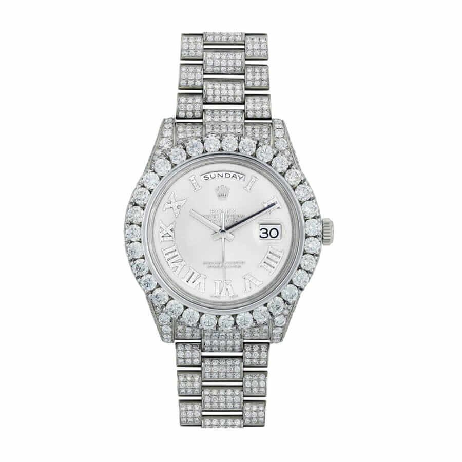 rolex-day-date-2-ii-president-white-gold-diamond-218239-white-dial-replica-1.jpg Rolex Day-Date II Diamond Replica - Image 1