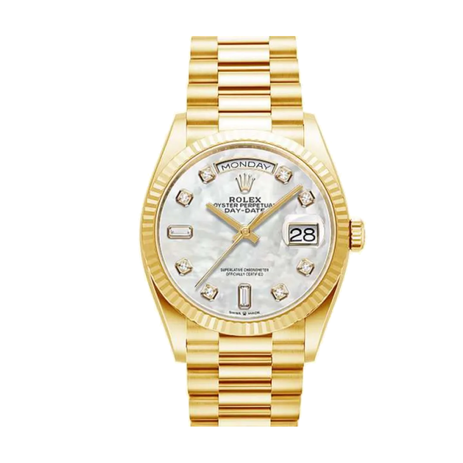rolex-day-date-mop-replica-2.webp Rolex Day-Date 128238 Yellow Gold Mother Of Pearl Dial Replica - Image 1