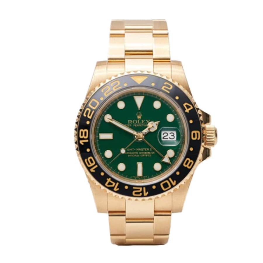 rolex-gmt-green-dial-replica-1.webp Rolex GMT-Master II 11678LN Yellow Gold Green Dial oyster Replica - Image 1