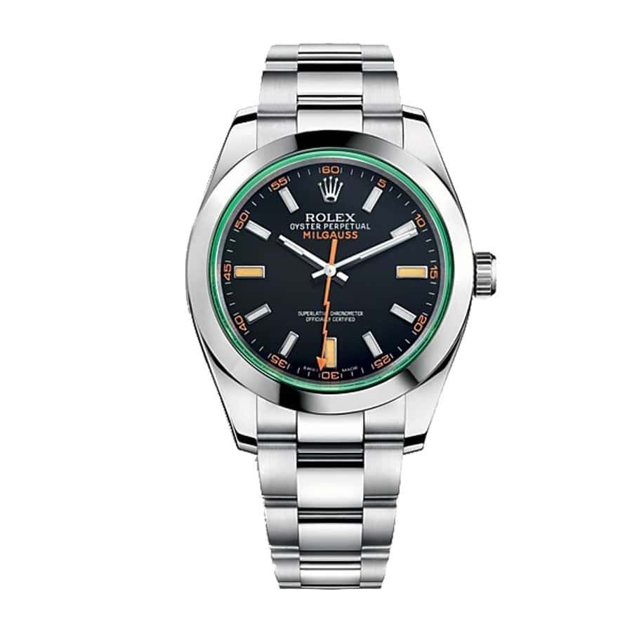 rolex-milgauss-black-dial-green-crystal-m116400gv-0001-replica.jpg Rolex Milgauss Black Dial Green Crystal M116400GV-0001 Oyster Replica - Image 1