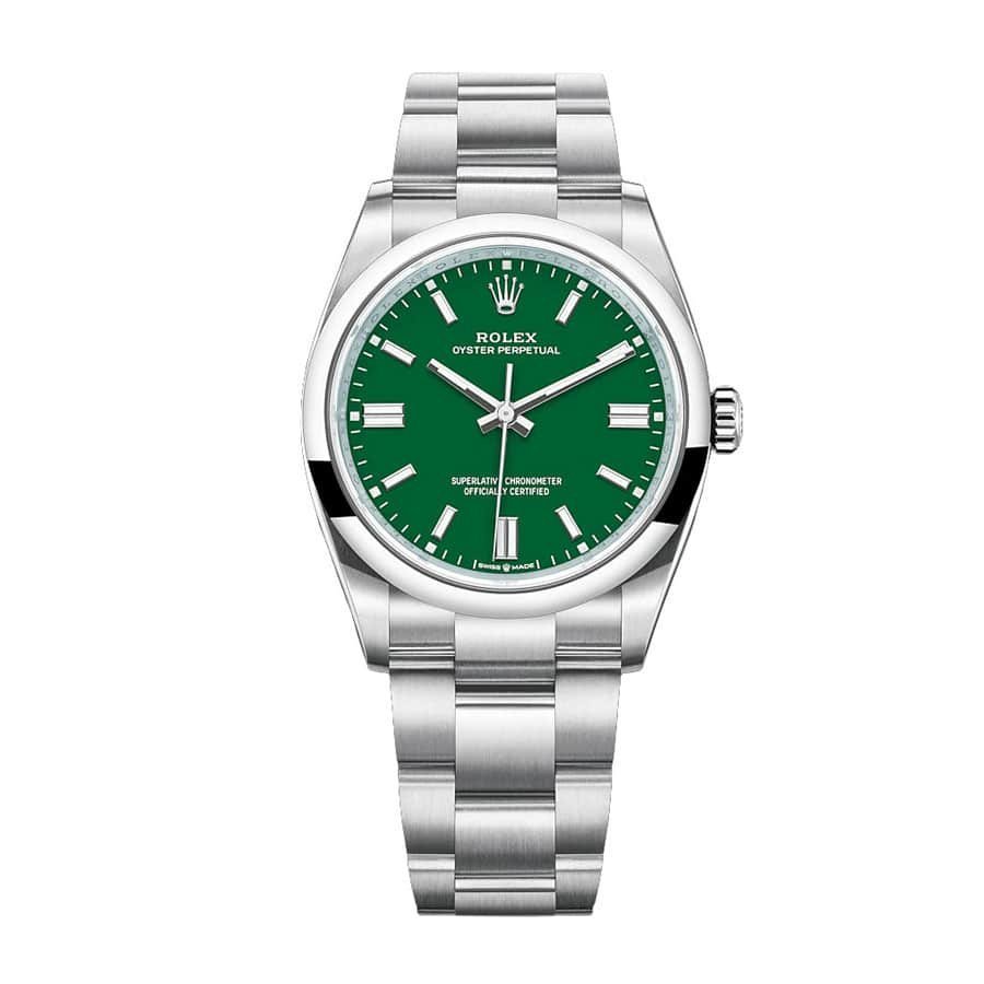 rolex-oyster-perpetual-green-dial-126000-replica.jpg Rolex Oyster Perpetual Green Dial 126000-0005 Replica - Image 1